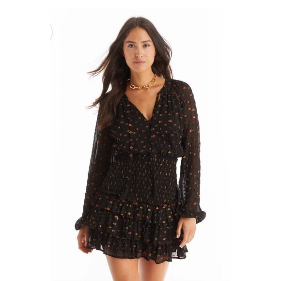 NWOT Allison New York Scarlett Black Metallic Dress Size Large - Picture 2 of 12